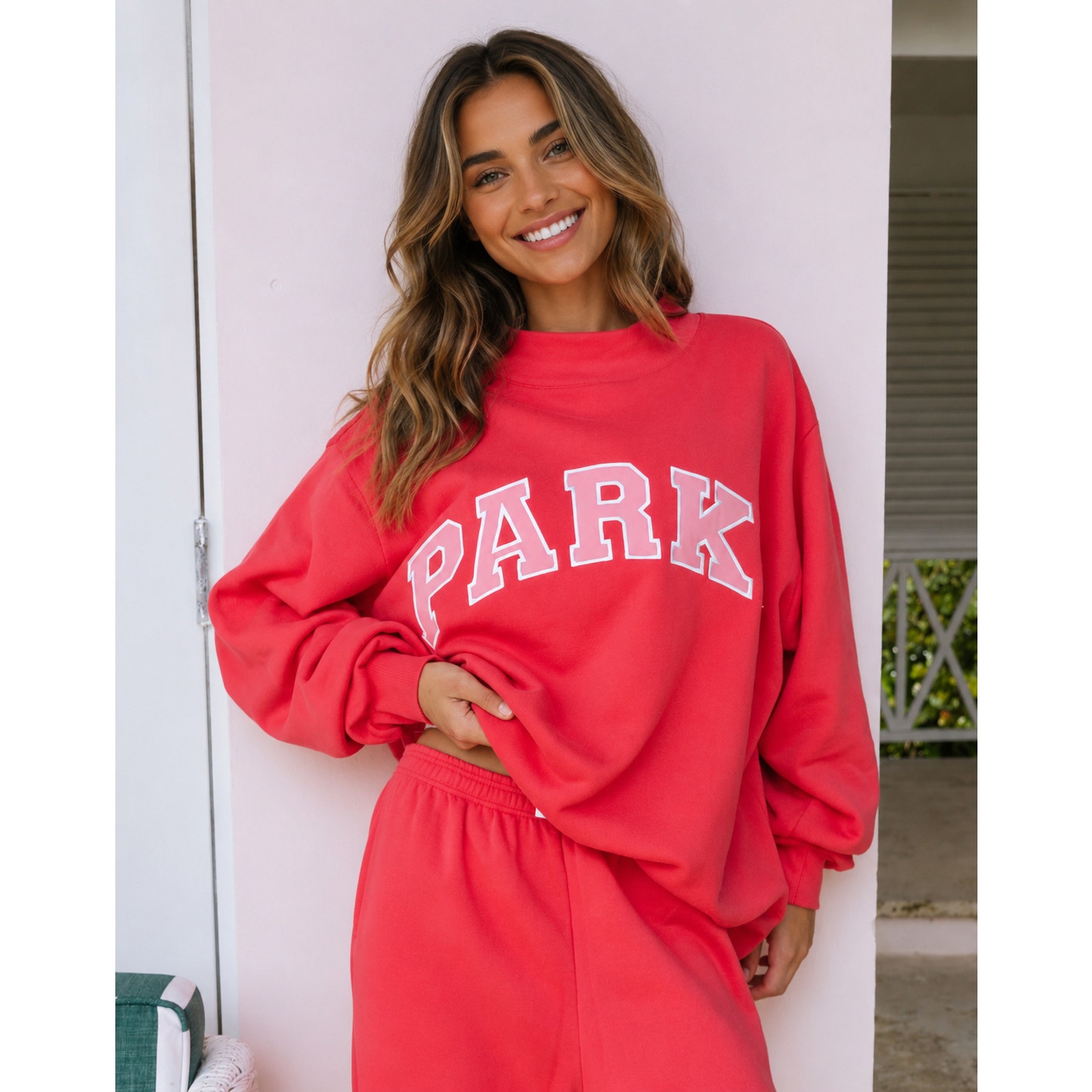 Pink PARKE Heritage Varsity Mockneck Sweatshirt for women, cozy pullover with varsity-inspired design, new with tags.