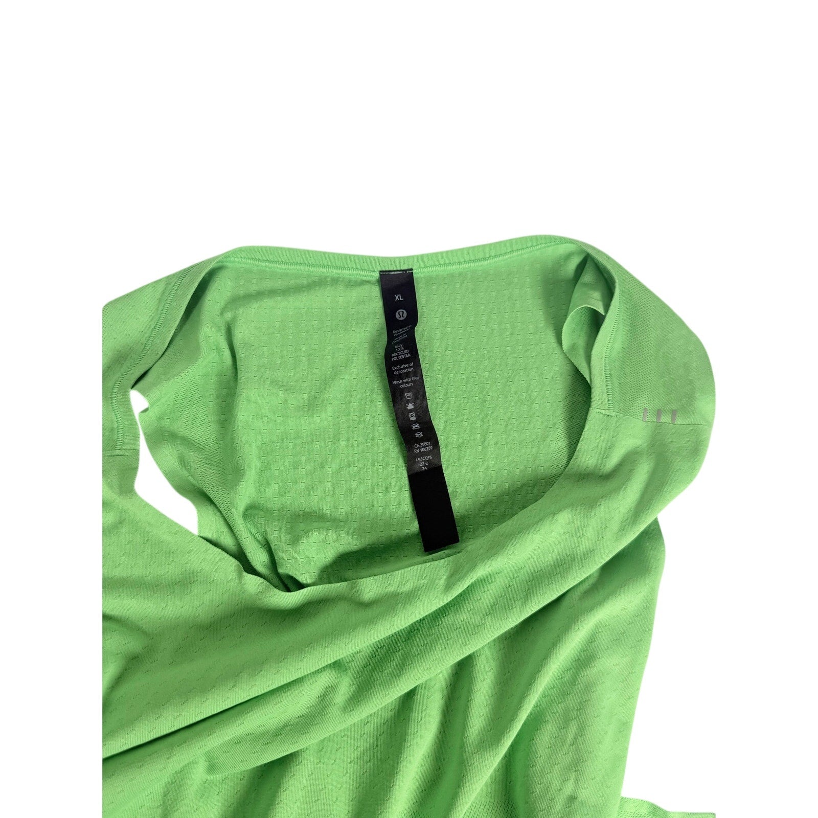 Lululemon women's lime green open-back athletic tank top in size XL, lightweight and breathable for workout comfort.