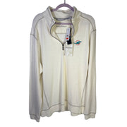 Tommy Bahama Miami Dolphins NFL Tobago Bay half-zip sweatshirt for men, XL, white, casual athletic style.