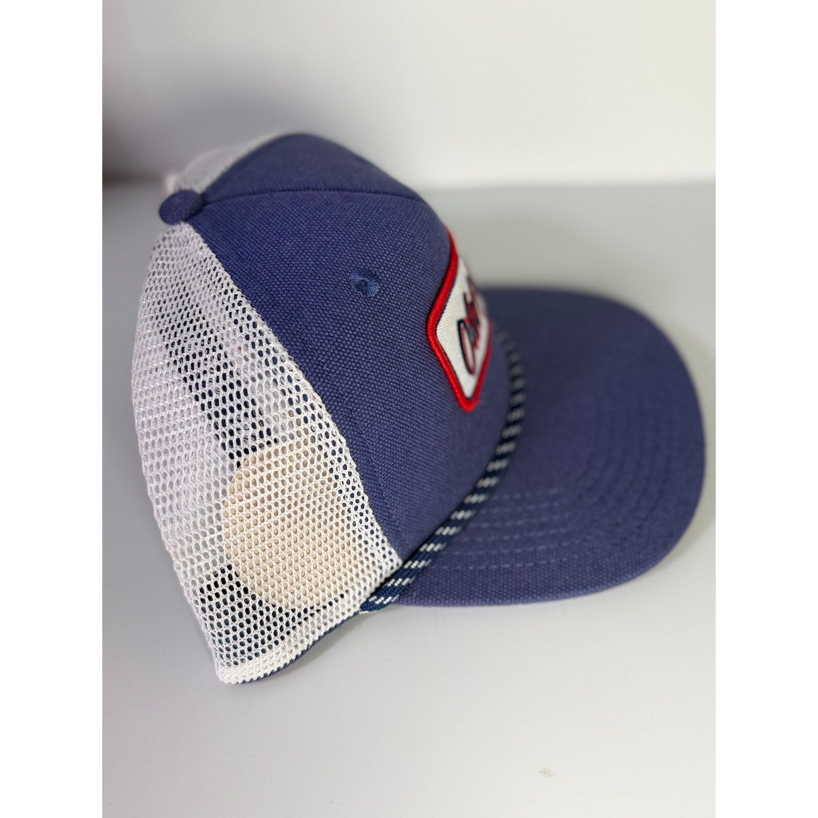 Old Row navy trucker hat with white rope, mesh back, snapback closure, adult size, new with tag.