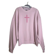 Pink Christian crewneck sweatshirt for women by Kind Regards with "With God All Things Are Possible" print, size M, new with tags.