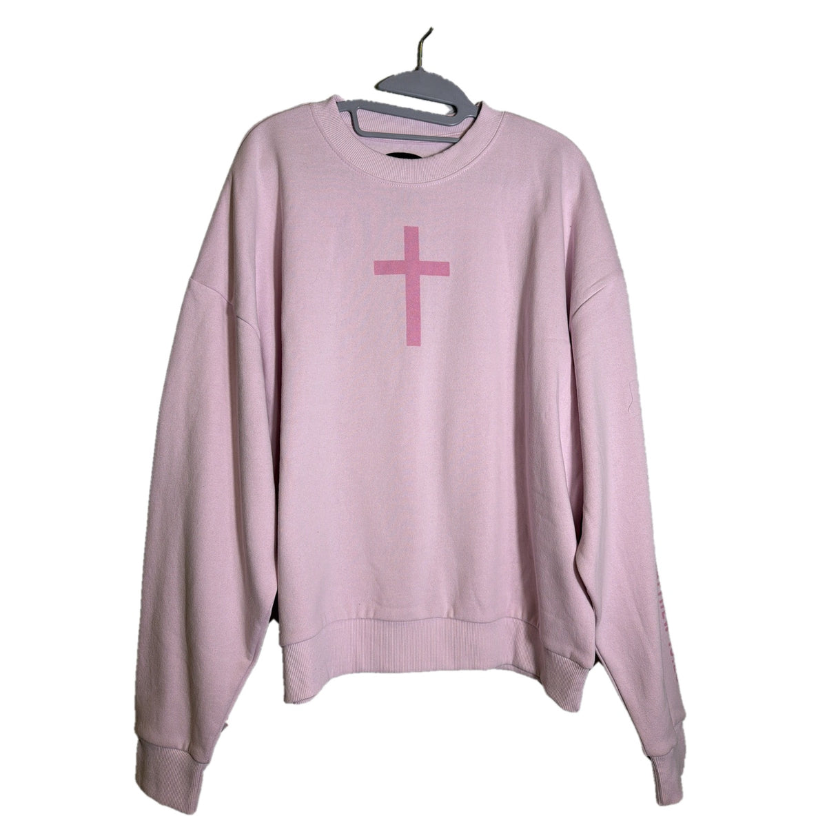 Pink Christian crewneck sweatshirt for women by Kind Regards with "With God All Things Are Possible" print, size M, new with tags.