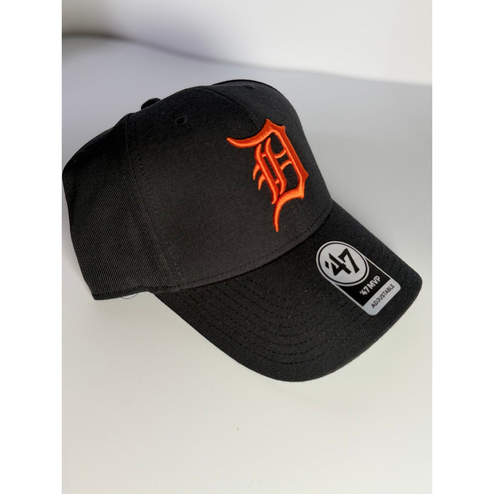 '47 Detroit Tigers MVP adjustable black and orange baseball hat with team logo, OSFM fit, new with tags.