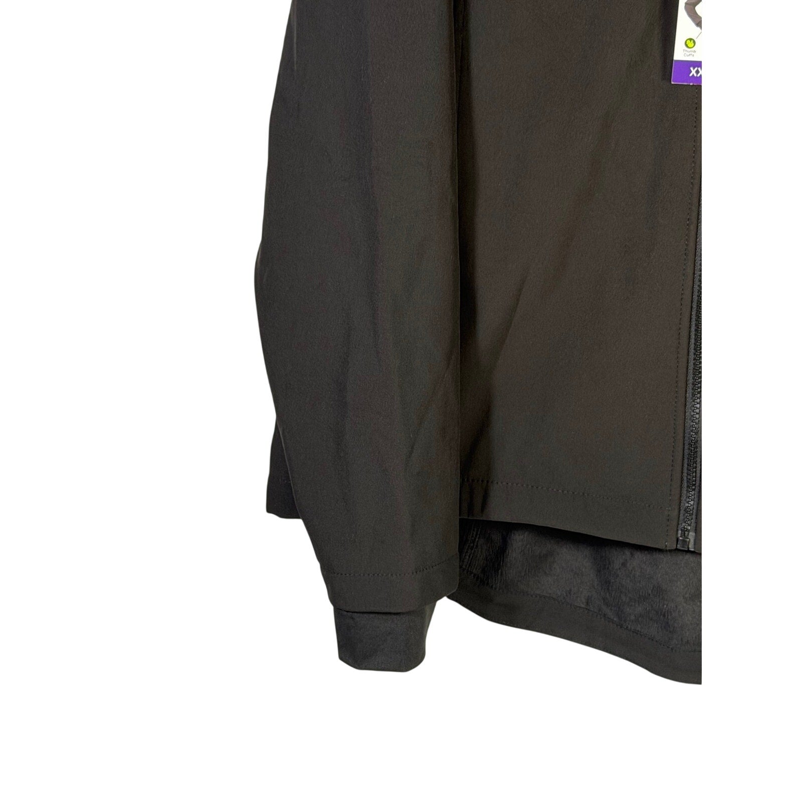 Gray fleece-lined hooded softshell jacket for women by Free Country, size 2XL, shown with front view and hood detail.
