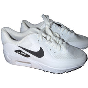 Nike Air Max 90 G golf shoes in white and black for men and women, new without box, shown from the side.