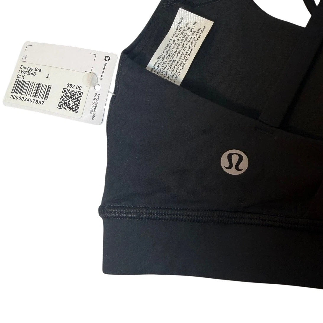 Lululemon Women’s Black Sports Bra – Size 2