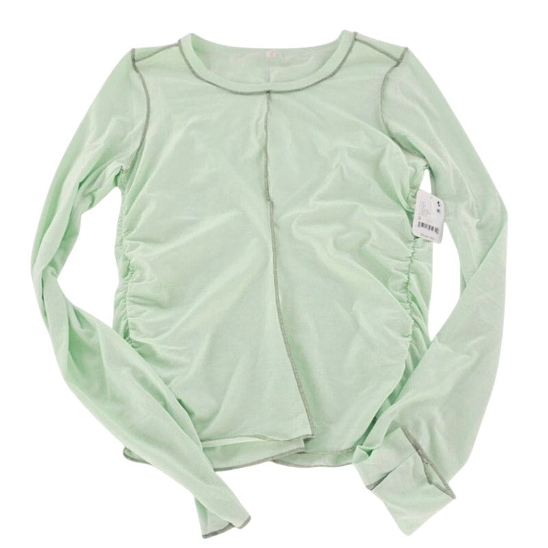 Free People Movement right on run long sleeve T-shirt in pistachio color, size XS, with fitted style and crew neckline.