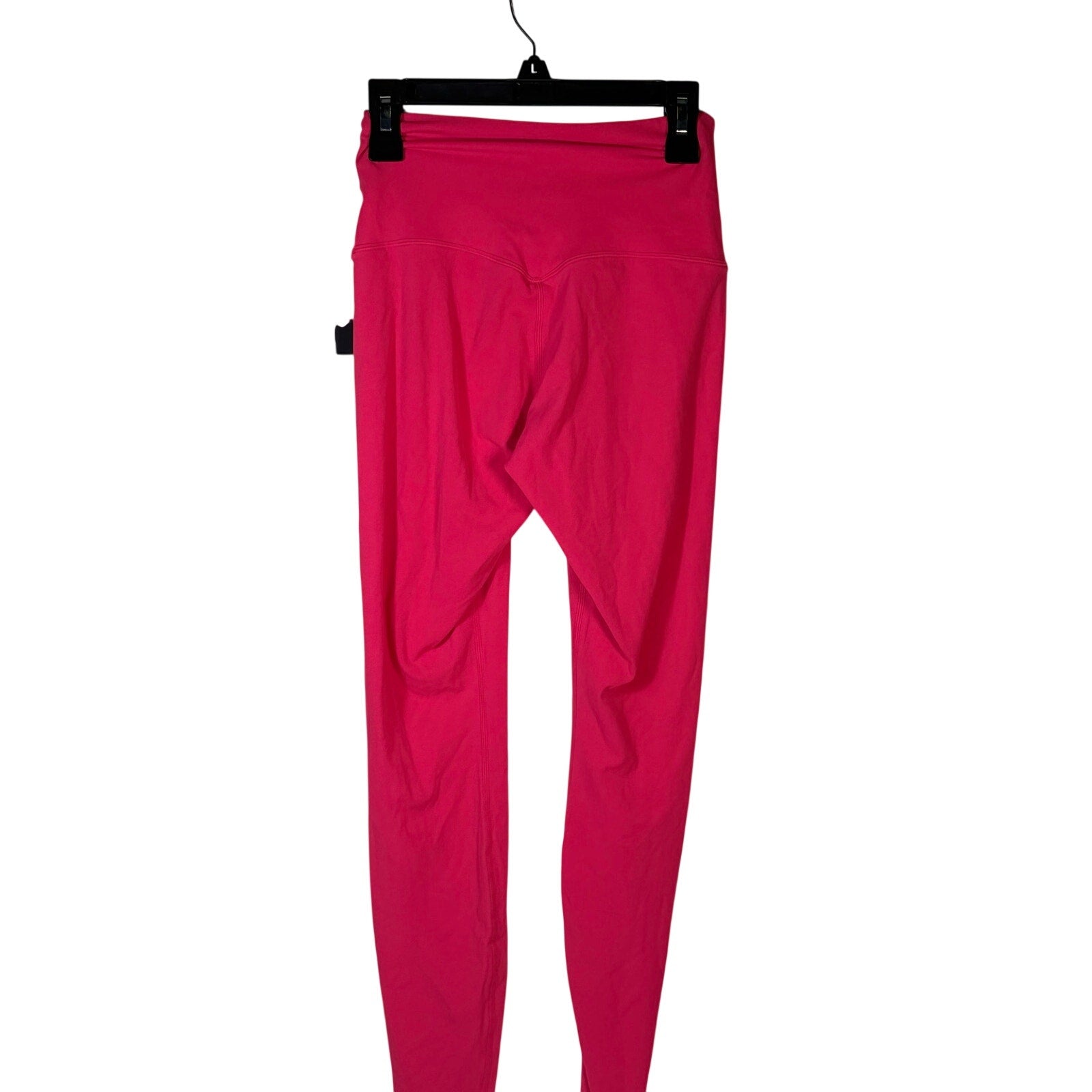 Nike women's high-rise leggings in hot pink fuchsia, full-length, size small, showing the vibrant color and fitted style.