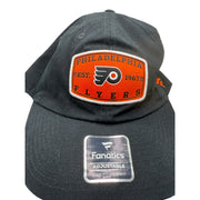 Black adjustable NHL hat by Fanatics featuring Philadelphia Flyers logo, one size fits most, lightweight and comfortable.