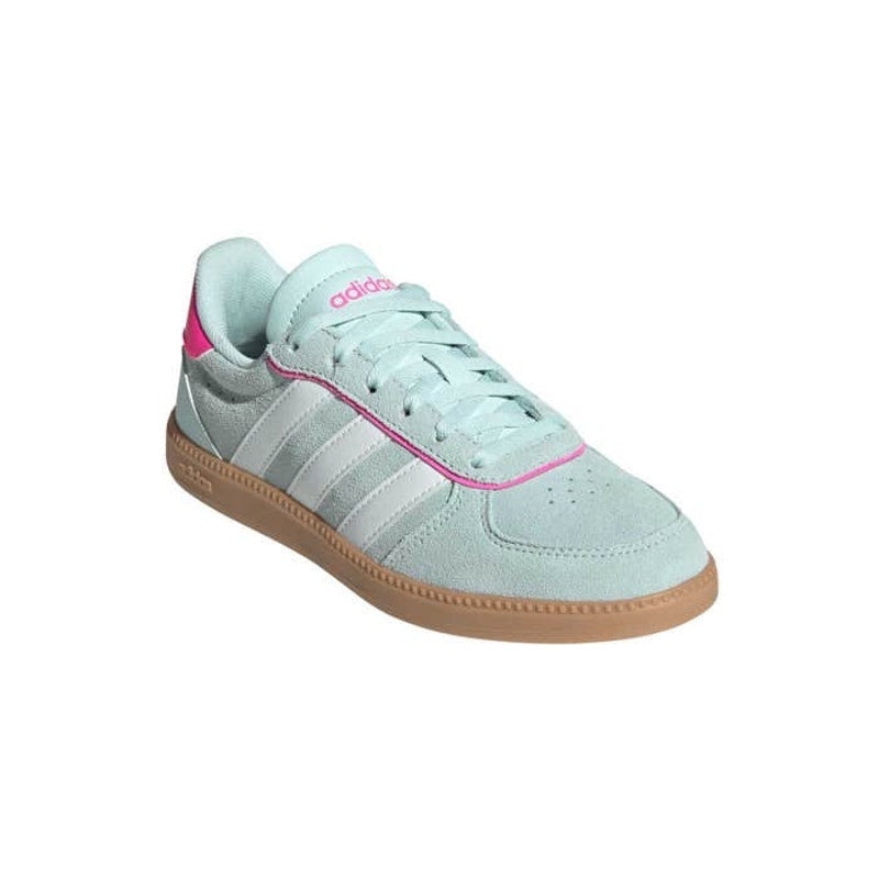 Adidas Breaknet Sleek women's sneakers in mint and pink with white soles, size 7, showcasing a stylish athletic design.