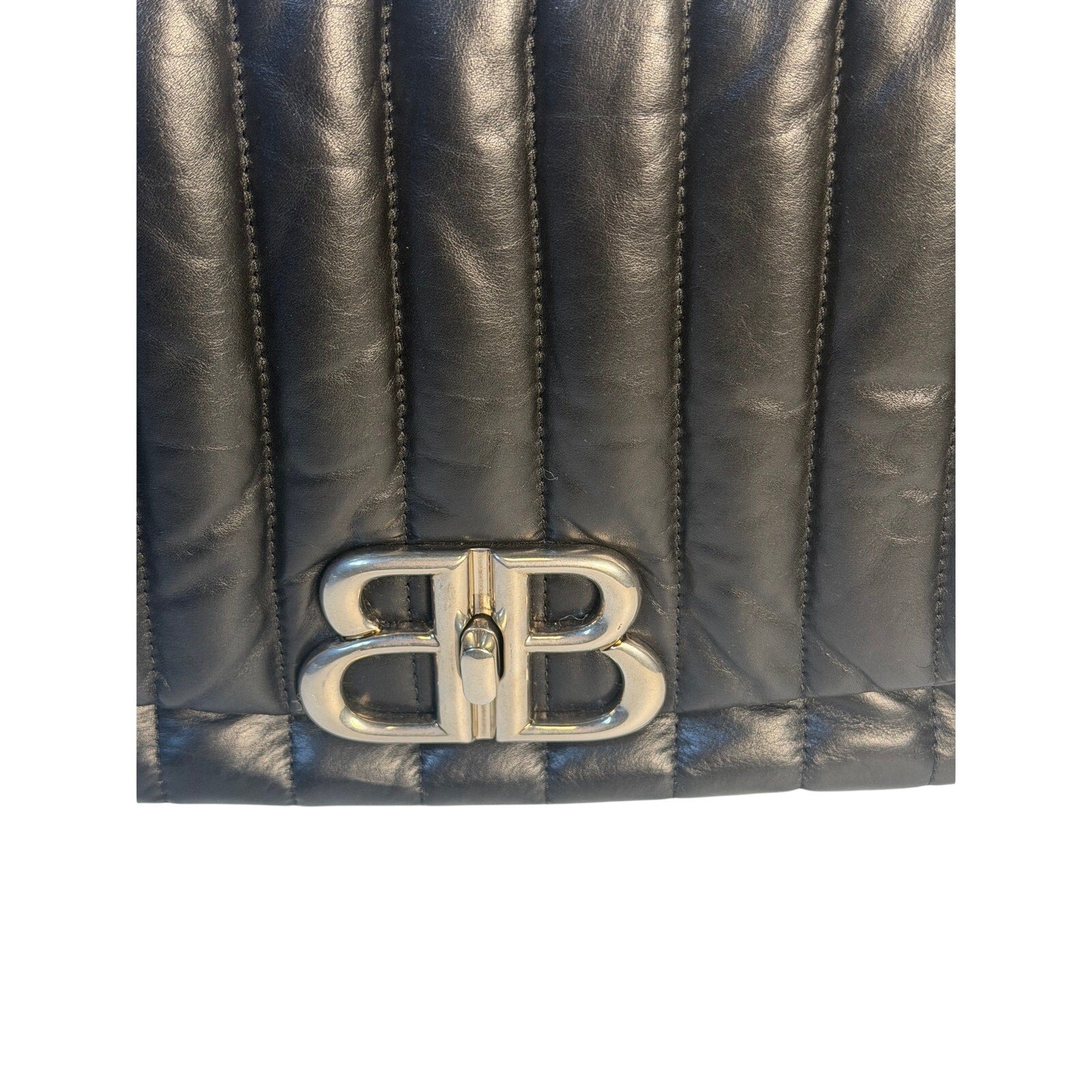 Balenciaga Monaco Quilted Leather Sling Shoulder Bag Handbag Designer Purse