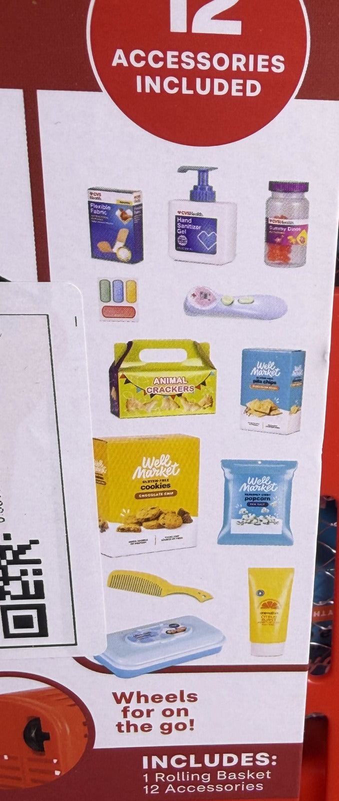 CVS 2-in-1 Rolling Shopping Basket Kids Pretend Play Set 12 Accessories Jakks New