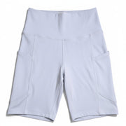 Nike women's high-rise blue training bike shorts with 8-inch inseam, new with tags, featuring a comfortable fit and athletic design.