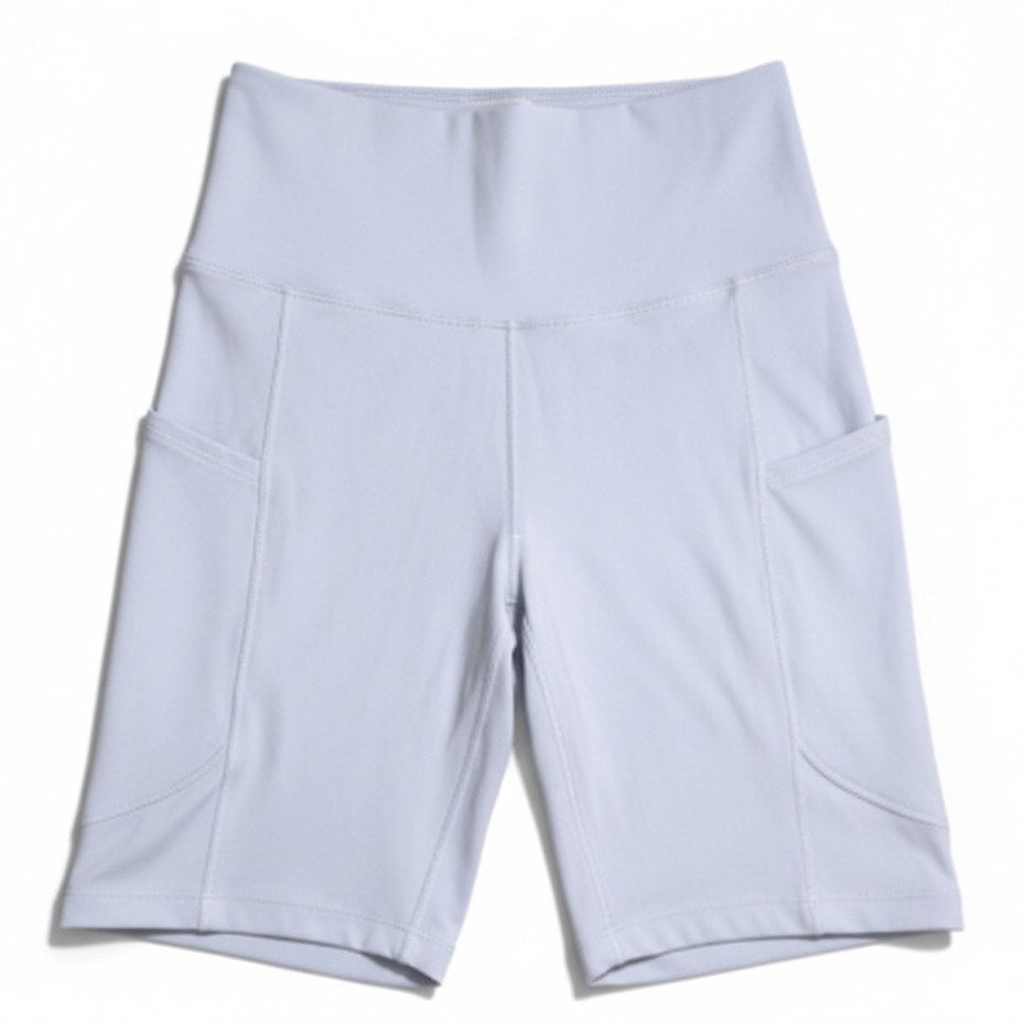 Nike women's high-rise blue training bike shorts with 8-inch inseam, new with tags, featuring a comfortable fit and athletic design.