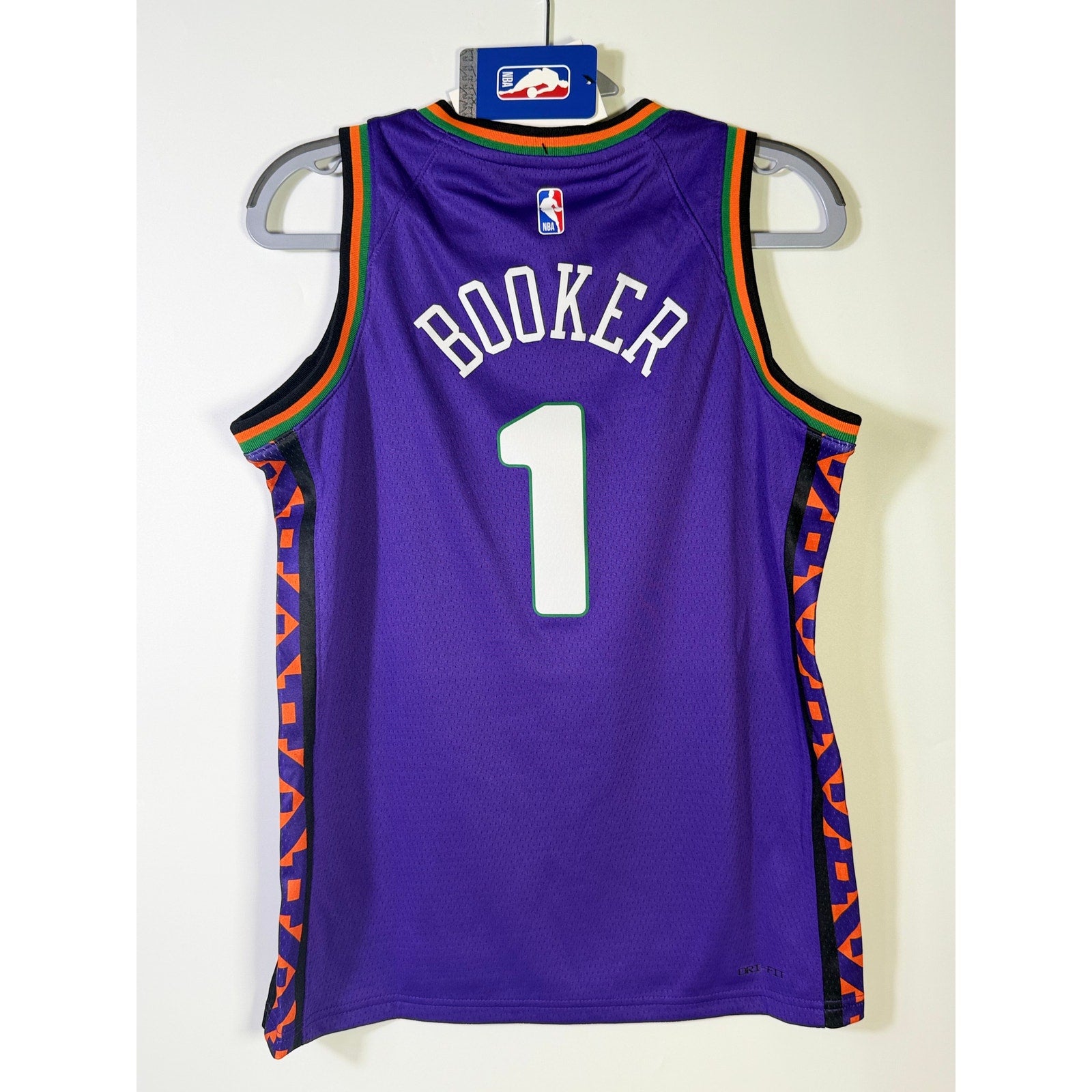 Nike NBA Phoenix Suns Devin Booker #1 City Edition youth swingman jersey, size M, new with tags, featuring team logo and player number