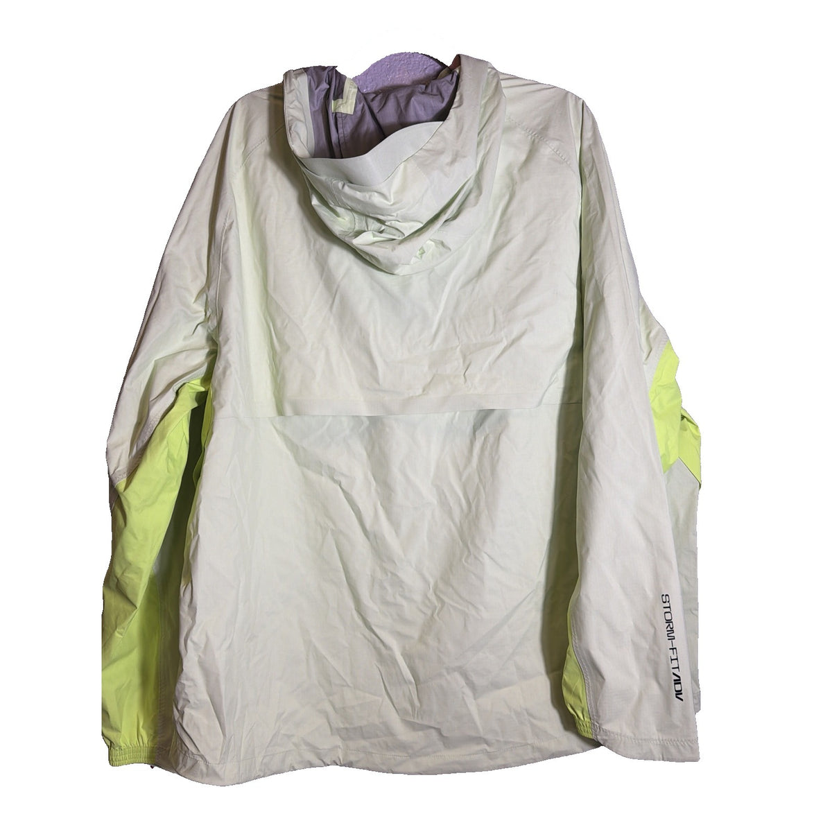 Nike Trail Storm-FIT ADV men's lime green running jacket with full zipper, designed for outdoor trail running, size XXL.