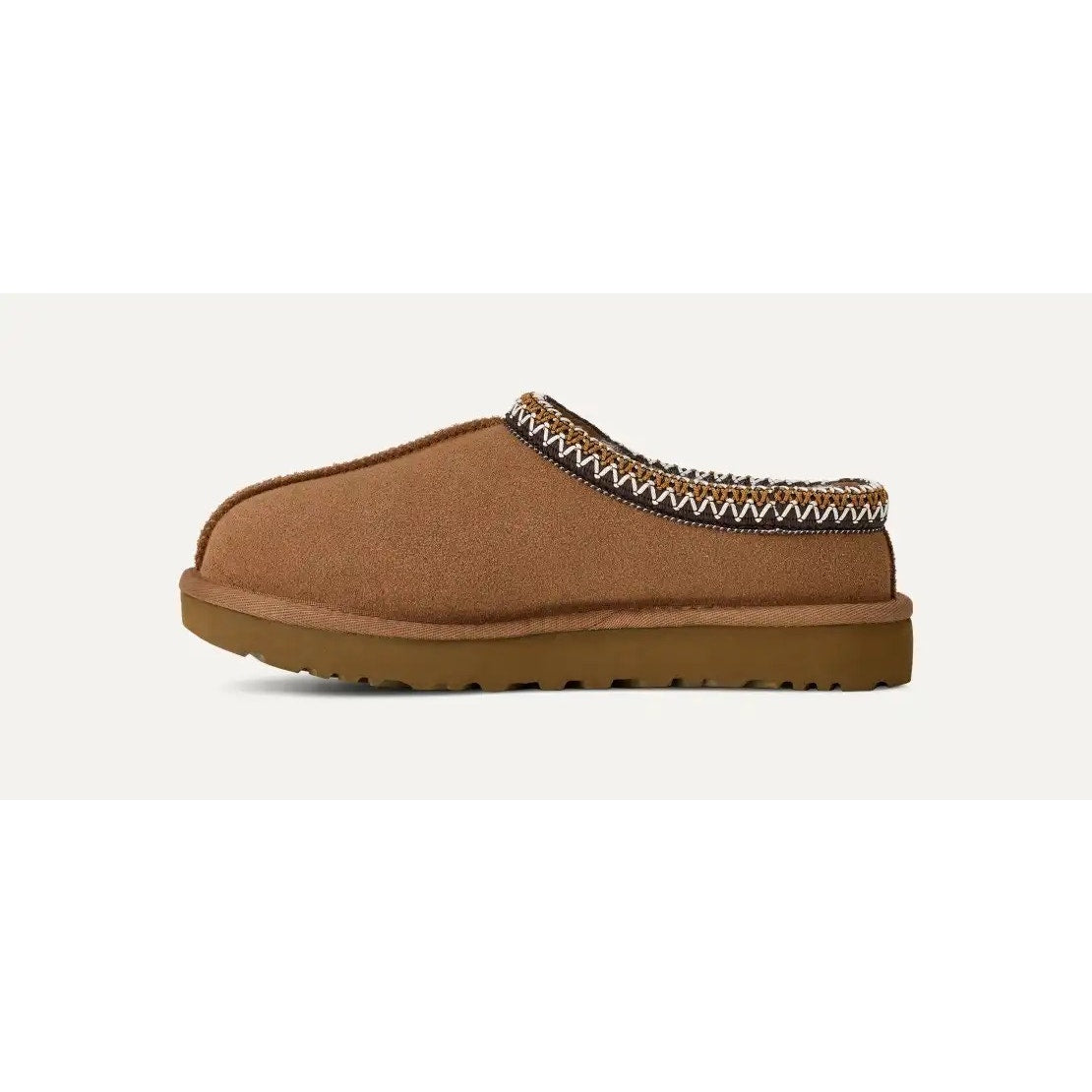 UGG Tasman II slippers for women in chestnut, size 9, featuring cozy shearling lining and plush suede exterior.