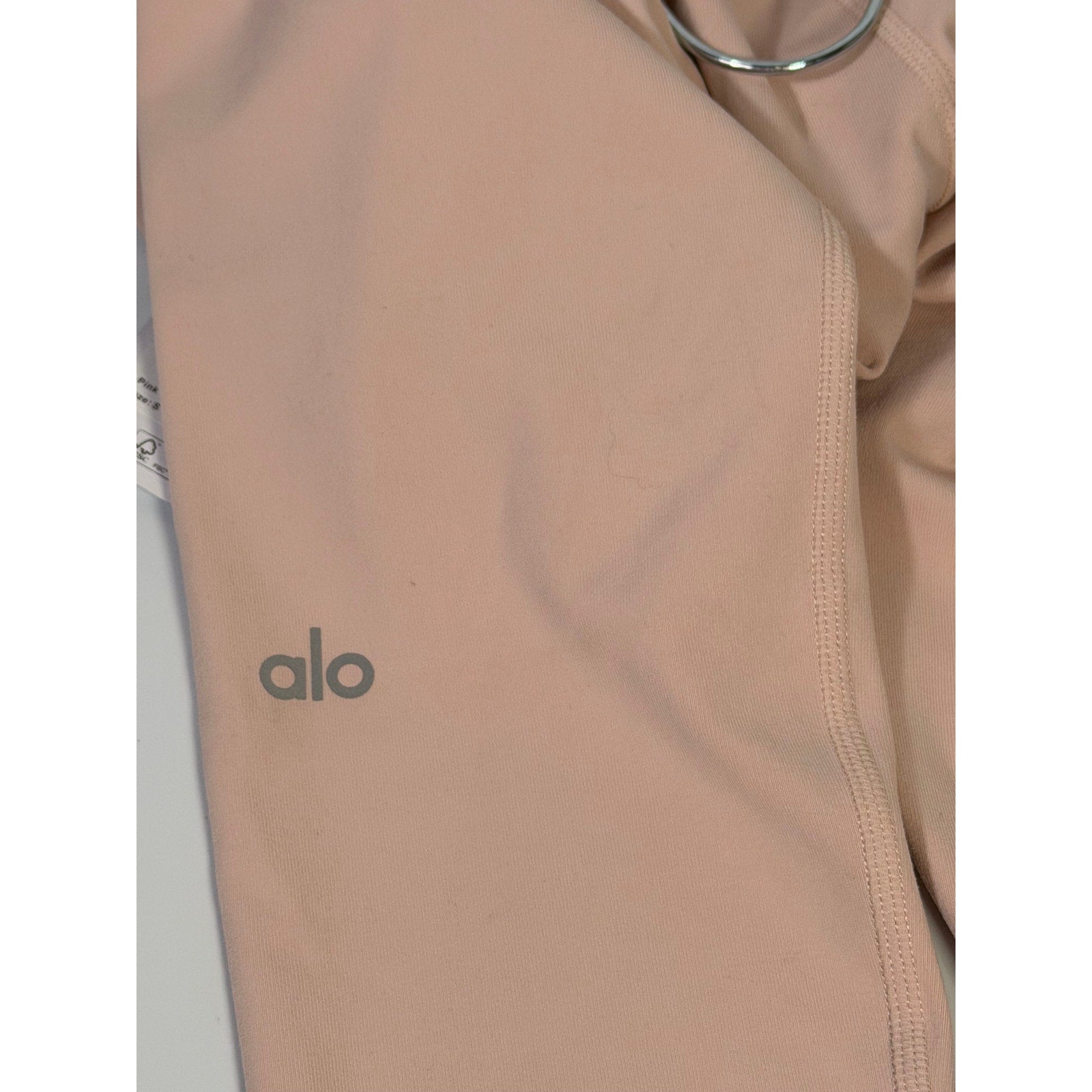 Alo Yoga 7/8 high waist Airbrush leggings in Pink Quartz, women's small, showcasing sleek fit and soft fabric.