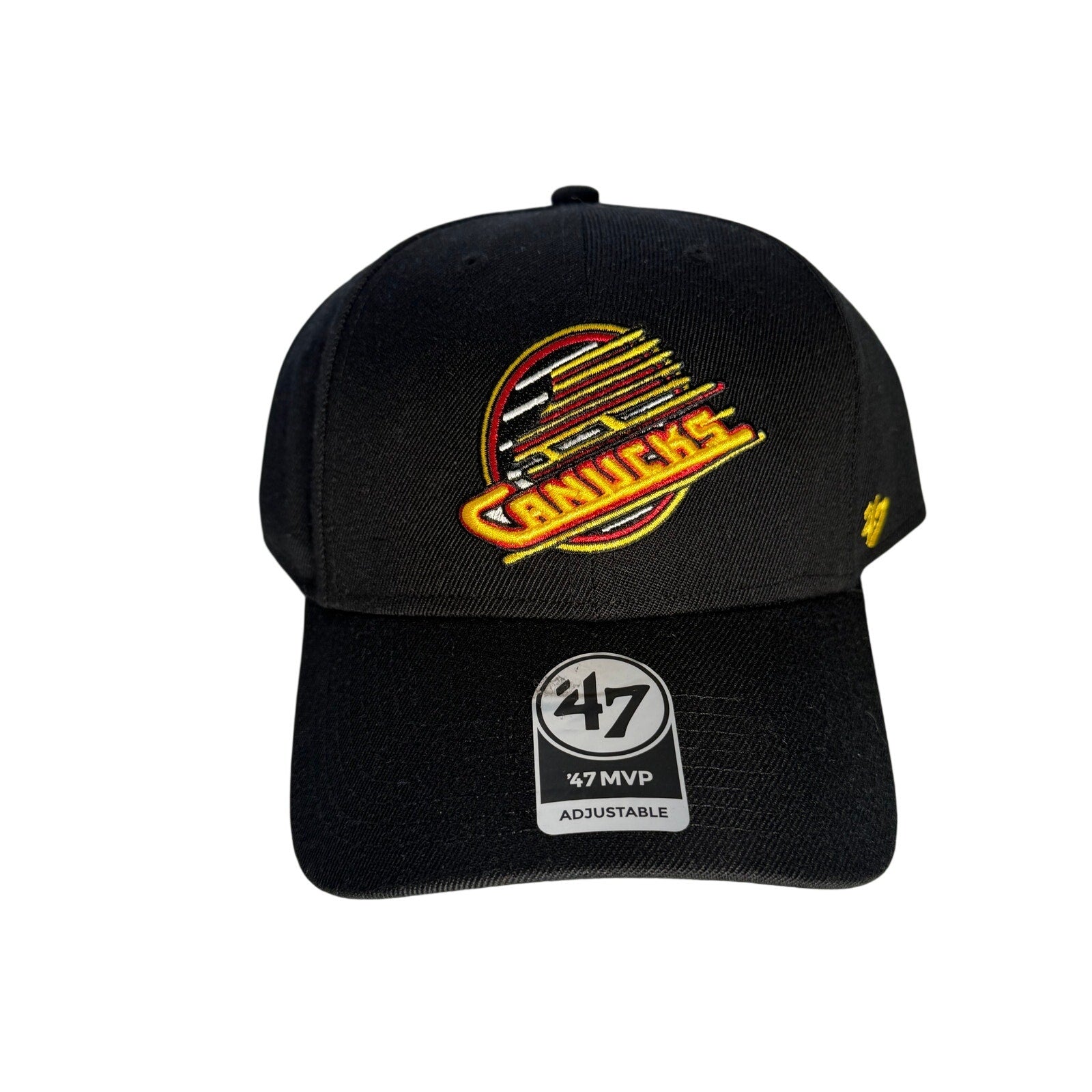 Black 47 Brand Vancouver Canucks MVP adjustable NHL hockey cap with team logo, OSFM fit, new with tags