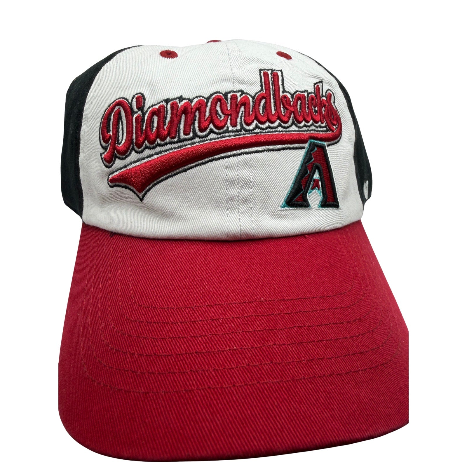 Arizona Diamondbacks MLB ’47 adjustable strapback hat in red, white, and black with team logo, one size fits most.