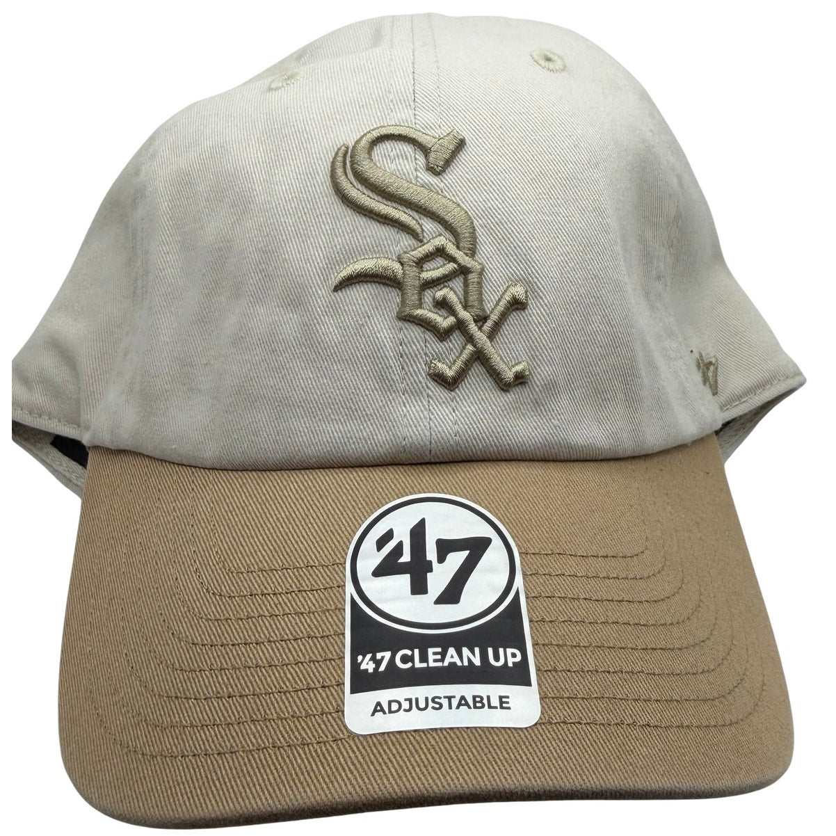 ’47 Chicago White Sox adjustable hat in bone tan with team logo, MLB baseball cap, lightweight and stylish for fans