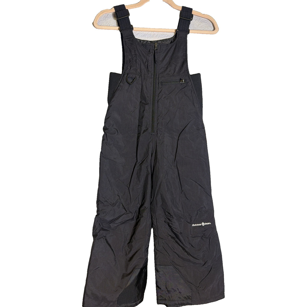 Outdoor Gear toddler snow pants, black insulated ski bib overalls, size 5, suitable for winter outdoor activities.