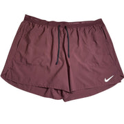 Nike men's Burgundy Crush Dri-FIT 5-inch running shorts, size XXL, lightweight athletic shorts with breathable fabric.