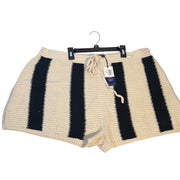 Cream and navy Polo Ralph Lauren cotton linen stripe knit shorts for men, size XL, featuring a stylish striped pattern.