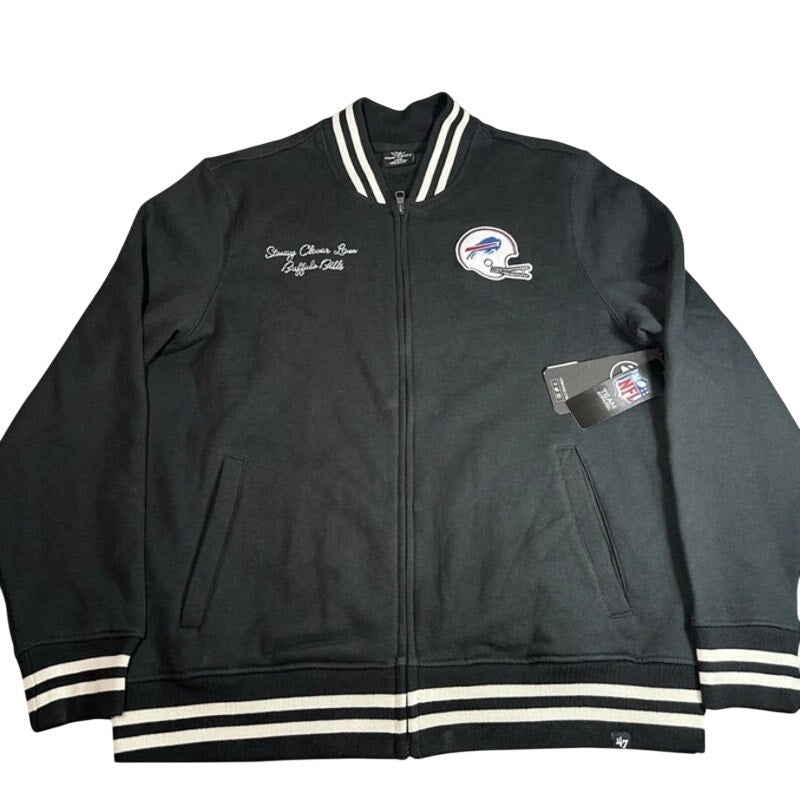 NWT Stoney Clover Lane x '47 Buffalo Bills Camden track jacket in XXL, black and white with team logo, men's athletic apparel