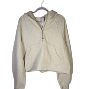 Lululemon Scuba oversized half-zip hoodie in heathered cream, size XL/XXL, displayed on a hanger.