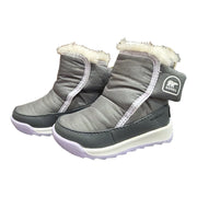 Sorel Toddler Whitney II Plus waterproof winter boots in Quarry and Lavender Cloud, size 6, new in box, with waterproof design and boots style.