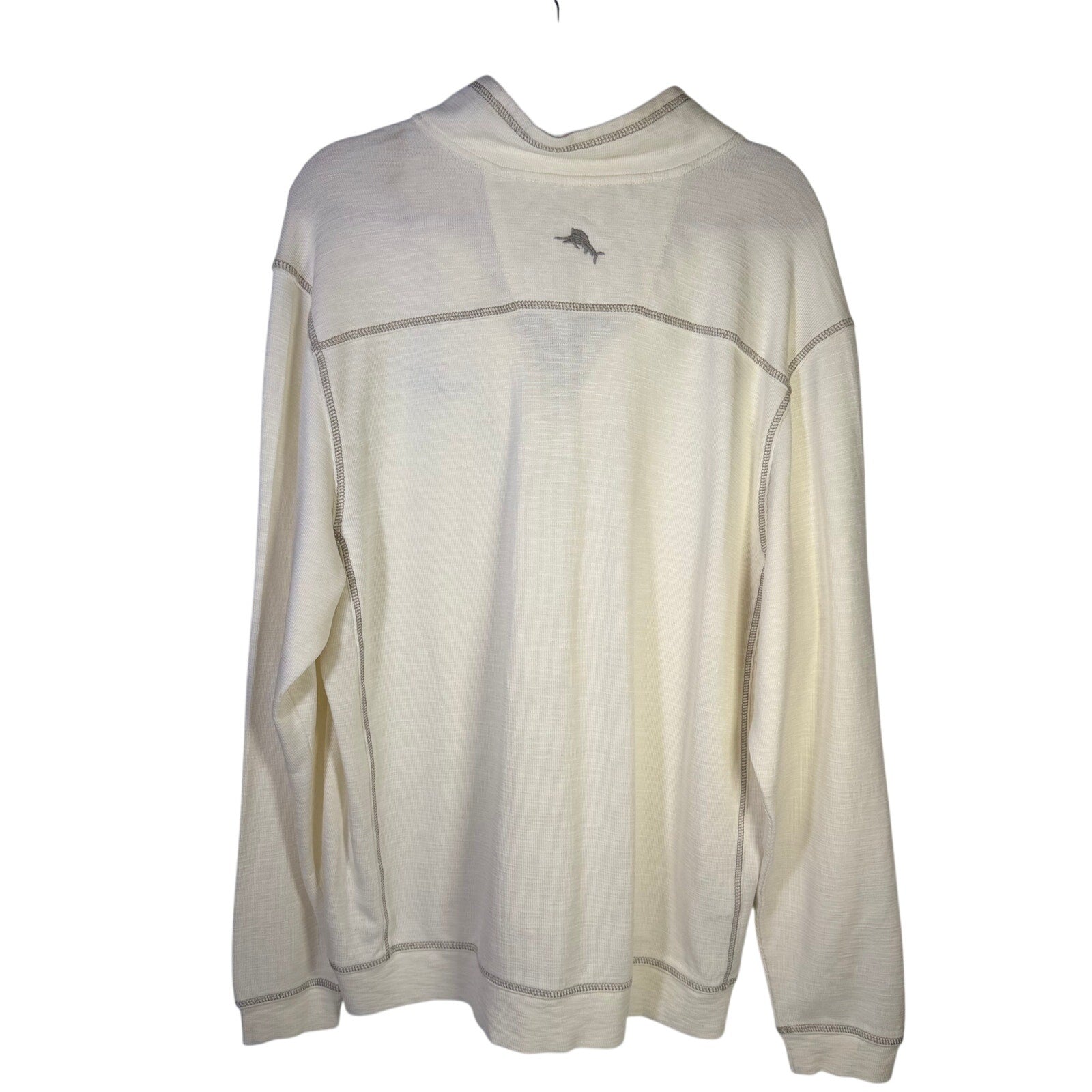 Tommy Bahama Miami Dolphins NFL Tobago Bay half-zip sweatshirt for men, XL in white with Dolphins logo and navy accents.
