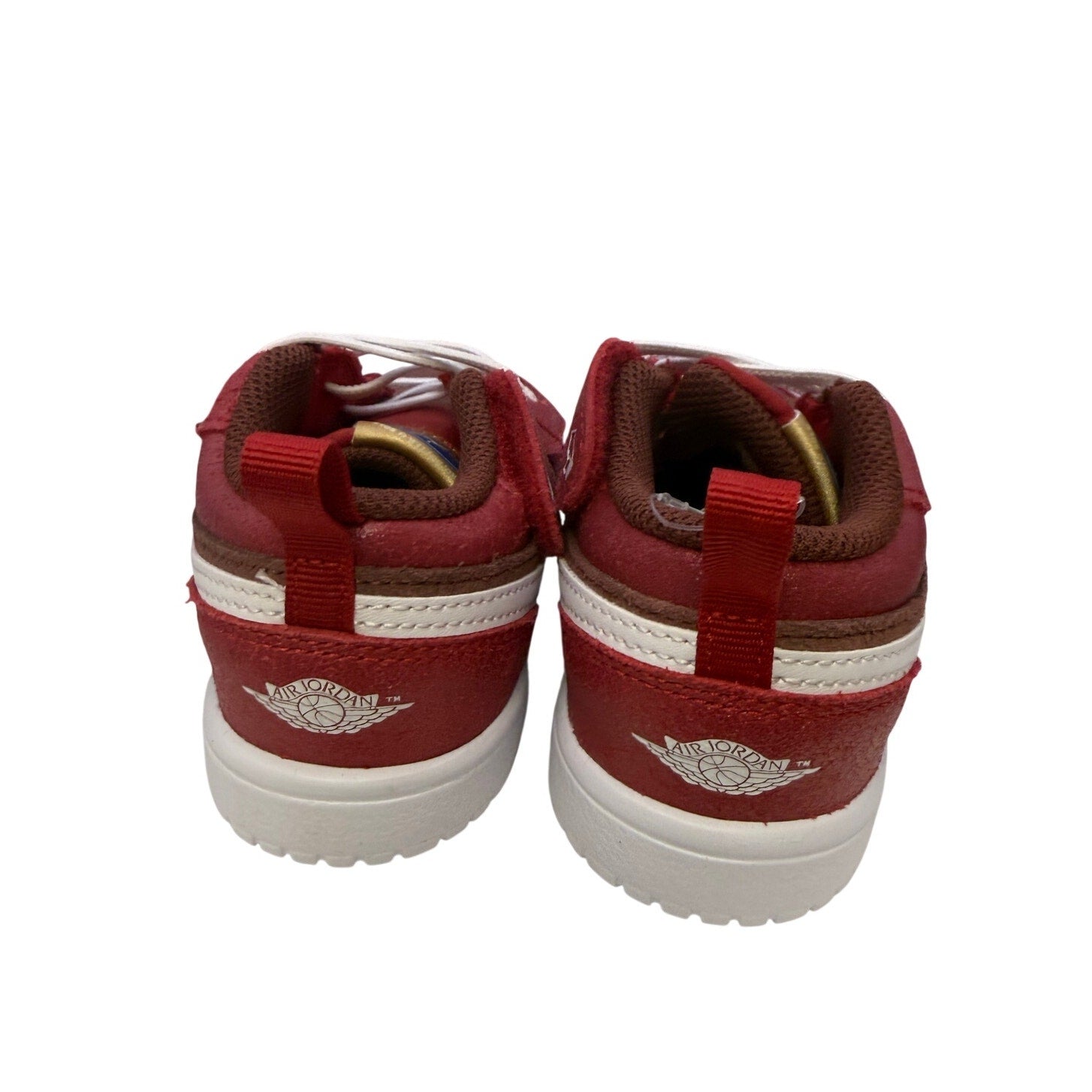 Nike Air Jordan 1 Low Alt SE PS kids' sneakers in Dark Pony and Varsity Red with black accents and white sole.