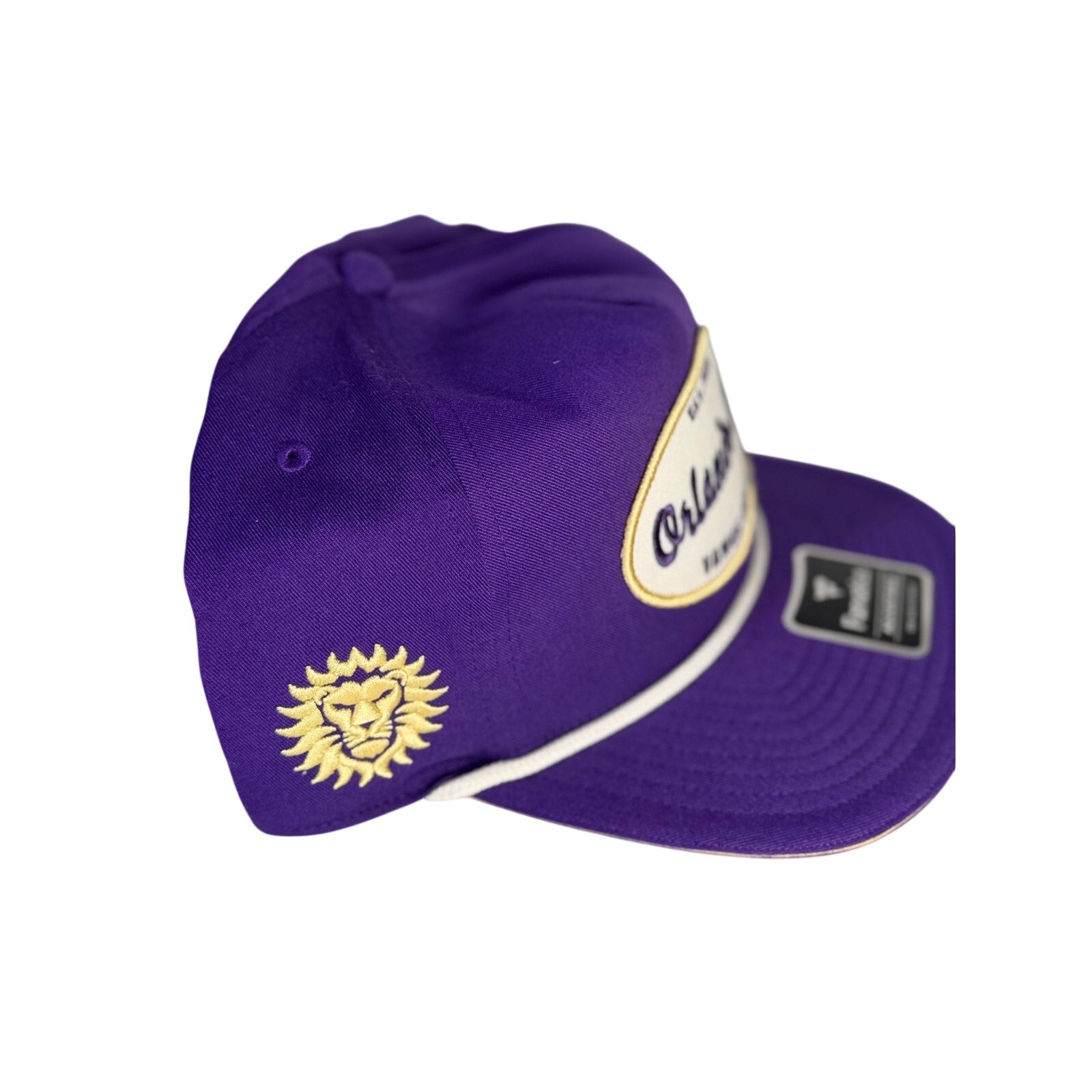 Fanatics Orlando City SC purple adjustable snapback hat with MLS logo, featuring a structured brim and embroidered team emblem.