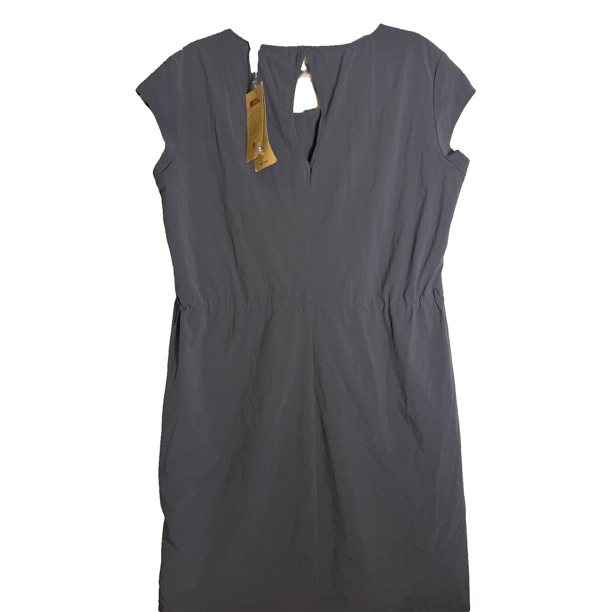 Fjallraven High Coast Lite Dress Women's XL in black, lightweight and casual for hiking and travel, displayed on a hanger.