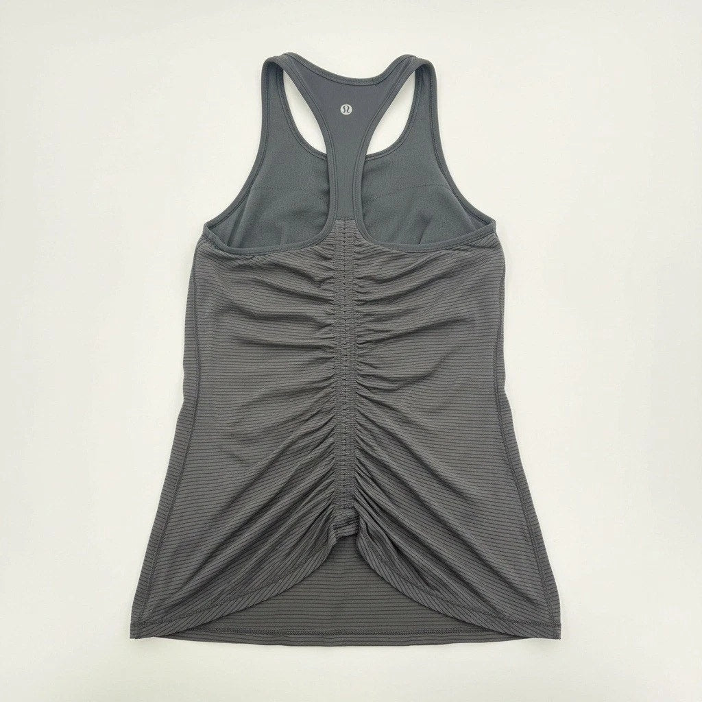 Lululemon Ruched Racerback Tank Women's 4 Gray Scrunch Back Yoga Athletic Top