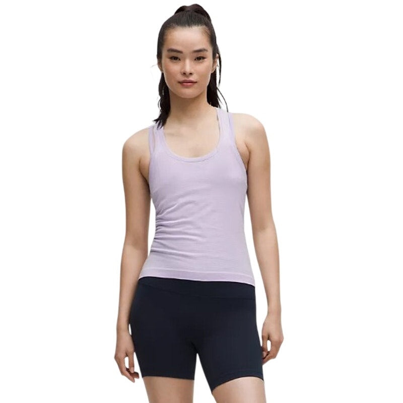 Lululemon Athletica Swiftly Tech Racerback Tank Top 2.0 in Lavender Frost for women, front view showing fitted athletic top