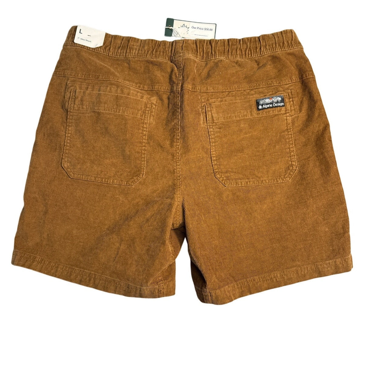 Men's Alpine Design Hike Corduroy Shorts in roasted coffee color, large size, featuring a casual fit and durable fabric.
