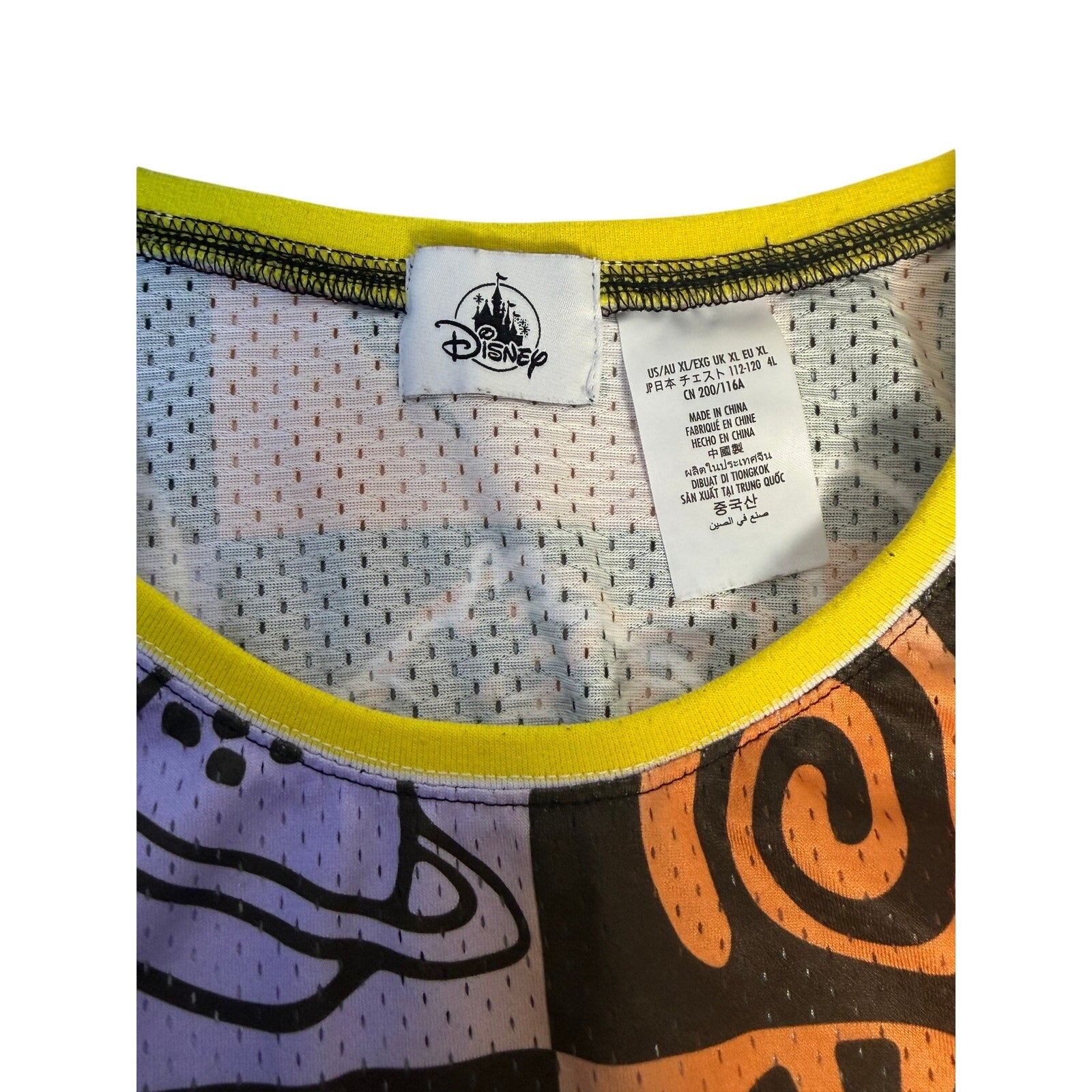 Disney Stitch 626 men's XL mesh tank top with colorful graphic print, sleeveless design, lightweight jersey fabric.
