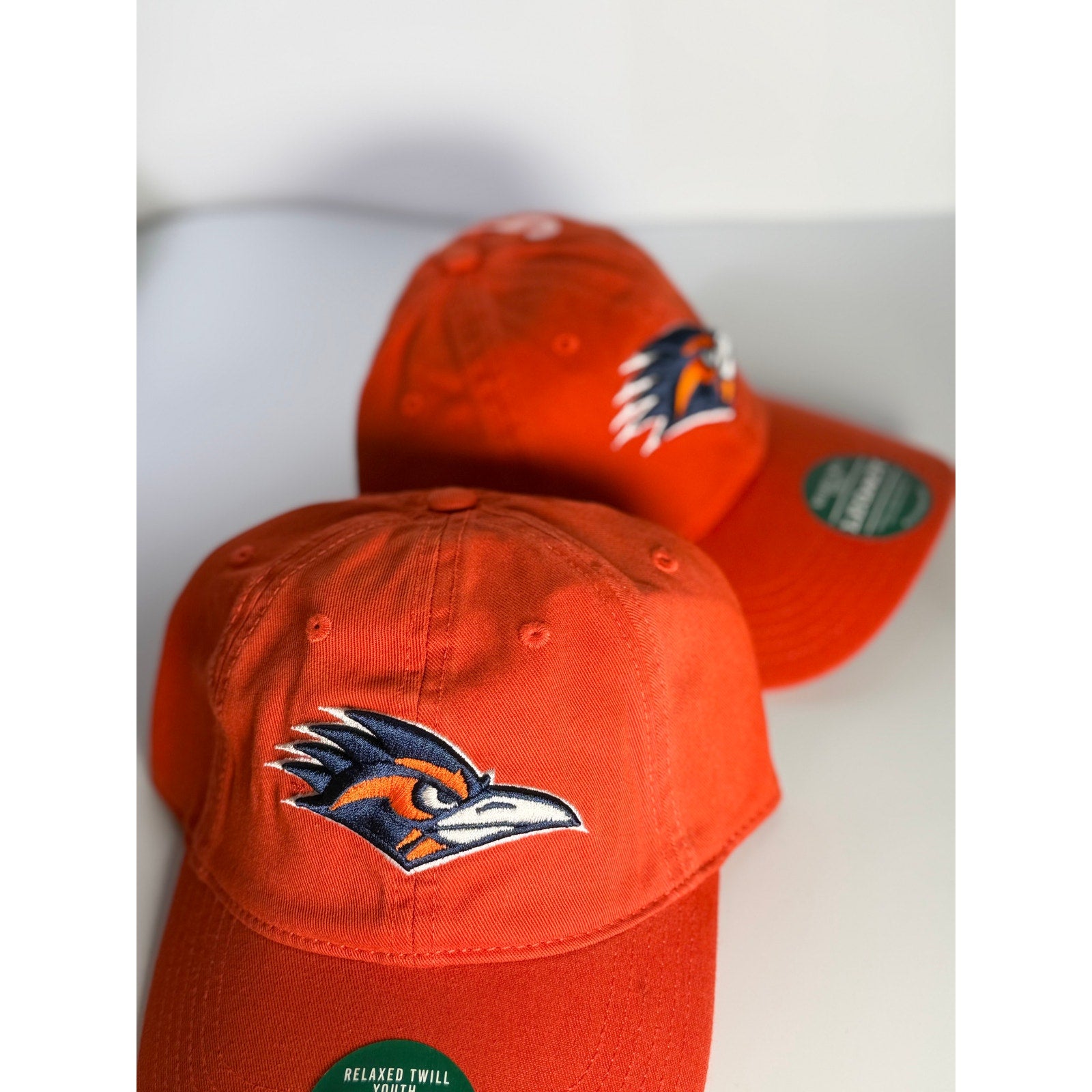 Legacy UTSA Roadrunners youth orange adjustable twill hat with relaxed fit and NCAA team logo.