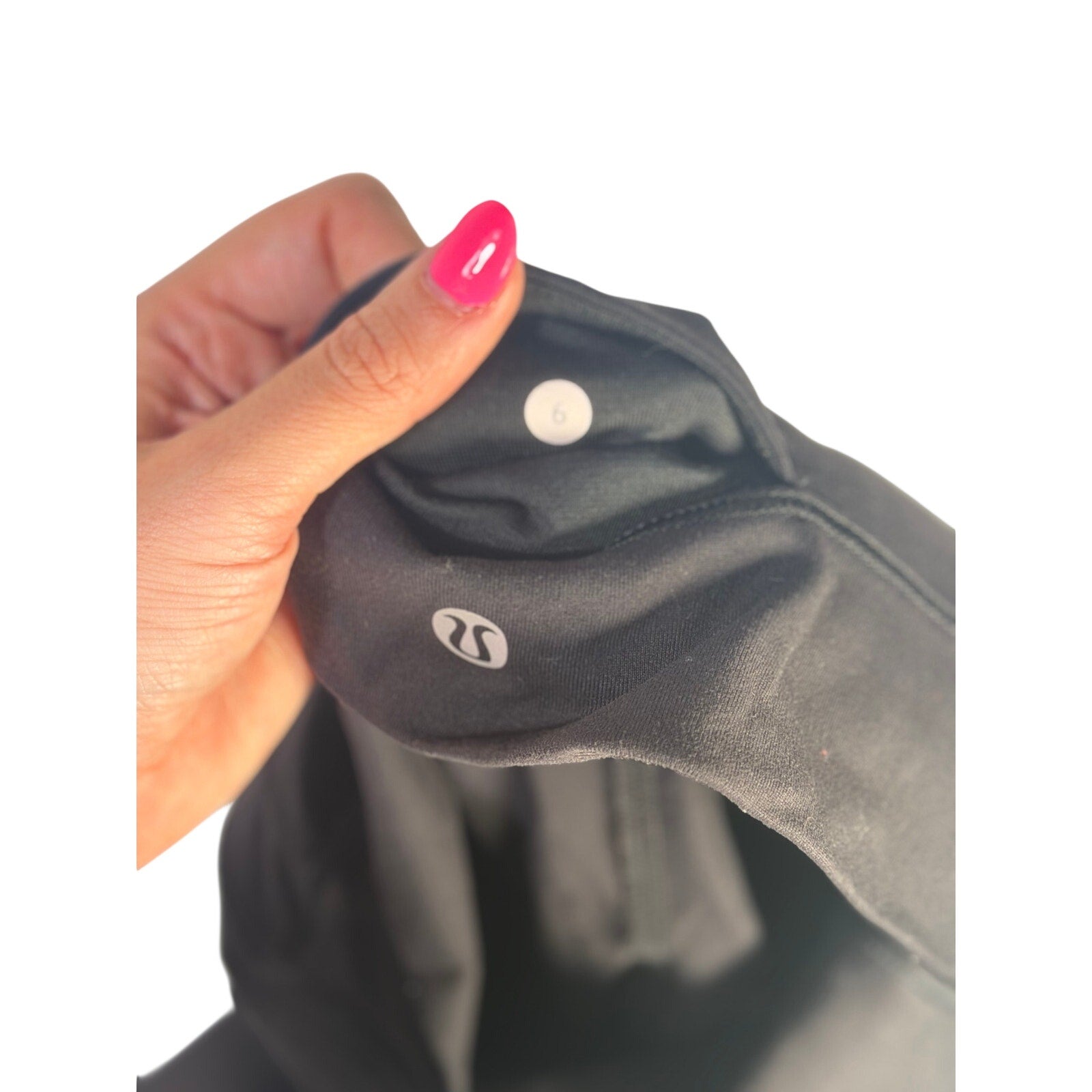 Black Lululemon women’s high-rise paneled cropped leggings, size 6, with side panel details and a comfortable fit.