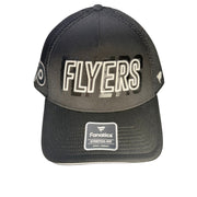 Fanatics Philadelphia Flyers authentic black stretch fit hat, S/M size, featuring team logo and detailed embroidery.