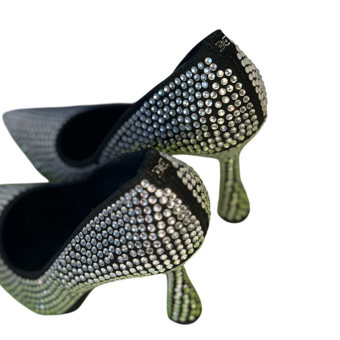 Jessica Simpson Antonia black crystal pumps for women, US 7.5M, pointed toe with rhinestone details, stylish high-heeled shoes