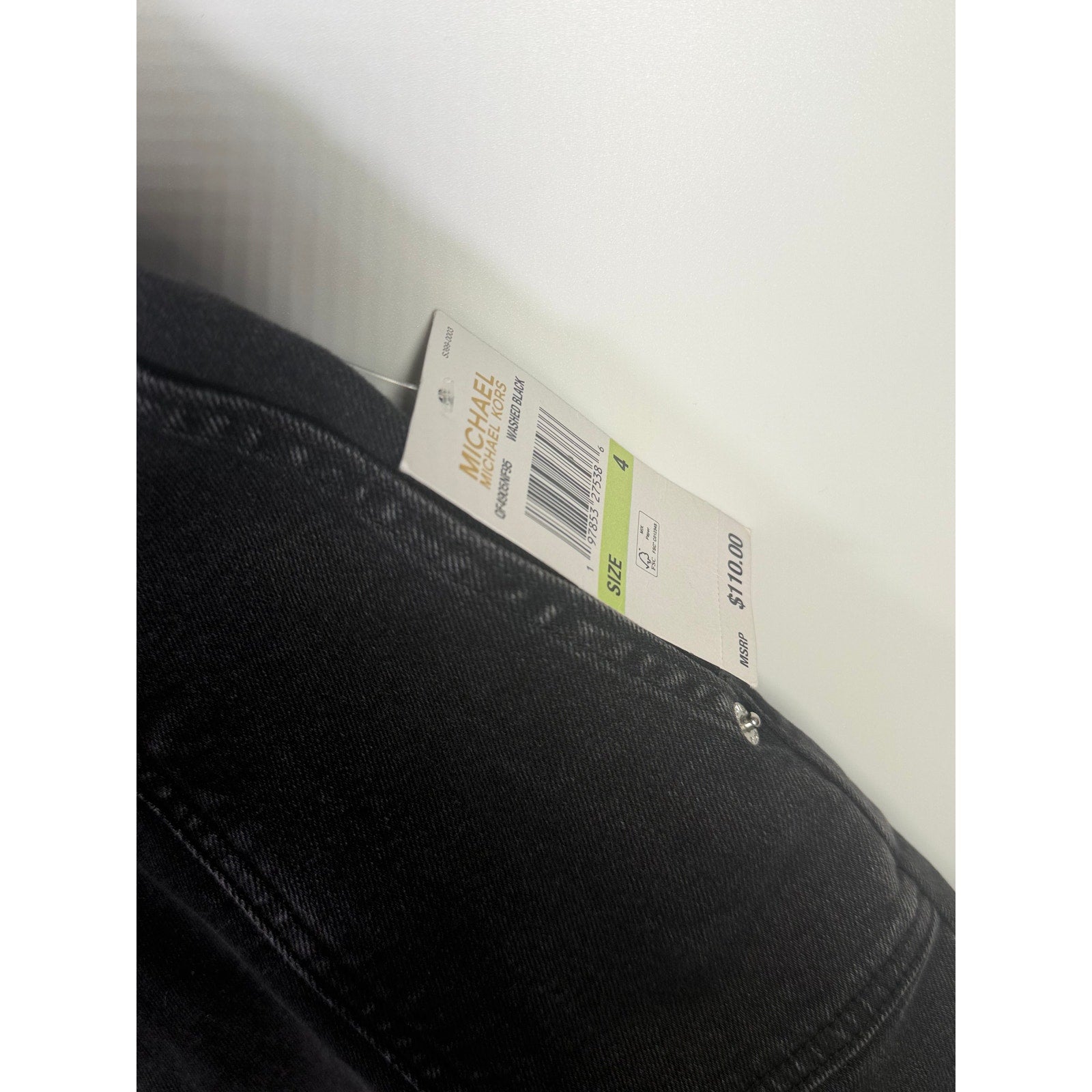 MICHAEL Michael Kors women’s Selma cropped flare jeans in washed black, size 4, featuring a stylish fit and casual denim style.