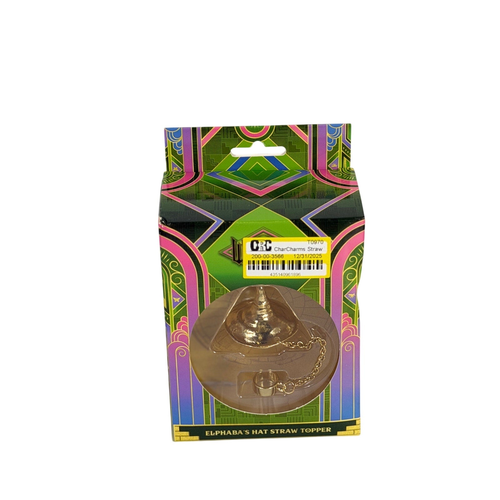 Wicked Elphaba's Hat Straw Topper Gold CharCharms Reusable Drink Accessory NIB