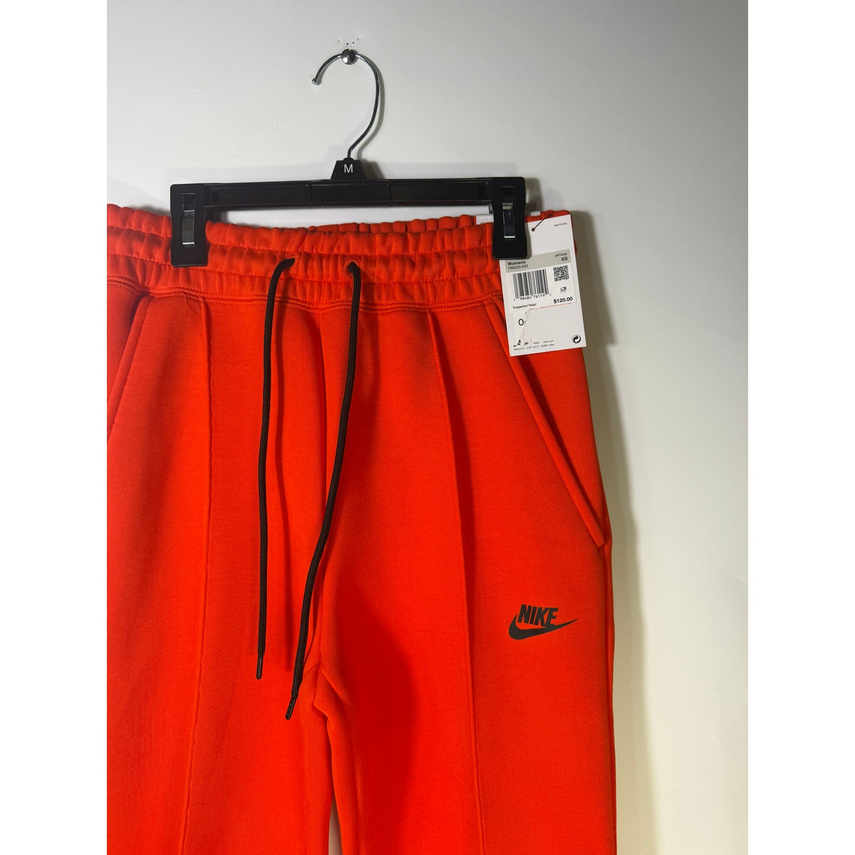 Nike Sportswear Phoenix Fleece Jogger Pants in bright orange, women's XS, mid-rise, comfortable fleece material, casual athletic style