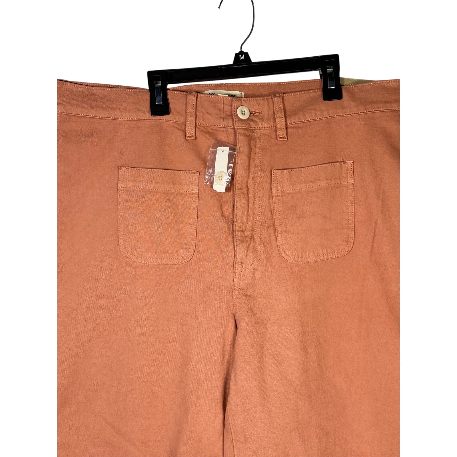 Madewell The Perfect Vintage wide-leg crop pants in terracotta color, size 33, displayed flat. New with tags.