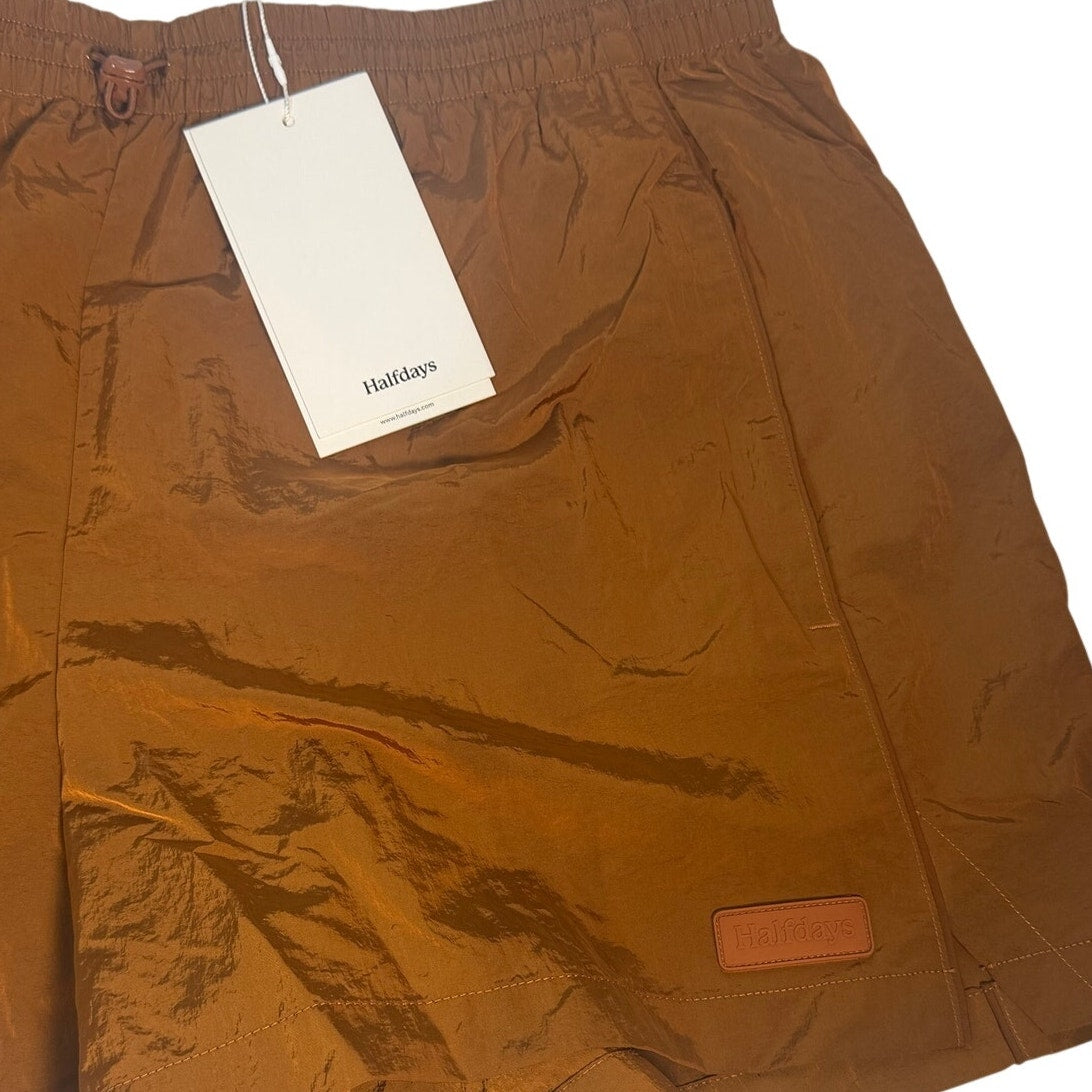 Halfdays women's brown wrap skort athletic outdoor shorts, size large, with a comfortable fit and stylish design.