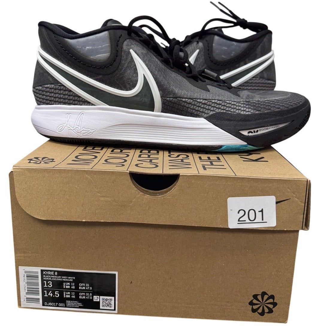 Nike Kyrie Infinity 8 “Orca” basketball shoes in black and white, men's size 11, featuring sleek design and athletic details.