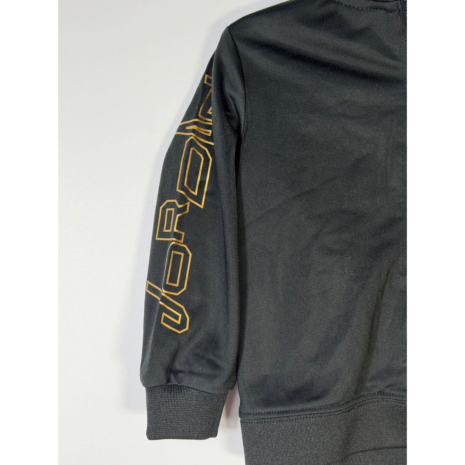 Jordan baby boys 2-piece black and gold track jacket and jogger set, size 18 months, stylish and comfortable clothing for infants.